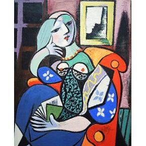 Wowdecor Paint by Numbers Kits for Adults, DIY Number Painting - Woman with Book, 1932 Pablo Picasso 40x50 cm - New Stamped Canvas (Framed)