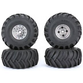 RCAWD 71.6g*4pcs SCX24 & FCX24 Brass Weighted & Bigger Wheels & Tires 1.0 Beadlock Upgrades, 68 * 33mm, 7mm Hex Adapter Parts 1/24 RC Crawlers Silver
