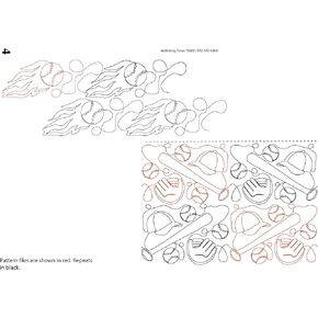 Baseball Fun and Flaming Baseballs Pantograph Pattern
