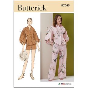Butterick B7045Y5 Misses' Petite Button-Front Top, Shorts and Pants Sewing Pattern Packet, Design Code B7045, Sizes 18-20-22-24-26