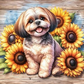 Acudotr Dog Diamond Painting Kits for Adults, 5D DIY Diamond Art Kits for Beginners, Full Drill Diamond Painting Kits for Home Wall Decor, 12x12 Inch