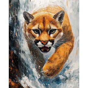 OKSGYTA Paint by Number for Adults, Lion Wild Animal Prowling Mountain Trails, Oil Painting for Beginner, DIY Acrylic Painting Kit for Room Decor Gift 16x20 Inch No Frame