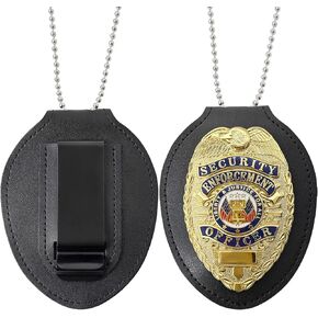Badge with Leather Shield Holder Case, Suitable for Dress Up, Role Play-Golden
