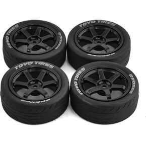1/10 RC On Road Tires OD 68mm and Hard Plastic Street Wheels 12mm Hex Touring Tyres for 1:10 Rally Racing Drift Car Tamiya TT01 TT02 XV01 HPI KYOSHO HSP PTG2 Traxxas TA06 A959 4PCS (White)
