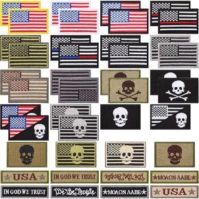 Lyrow 42 Pcs American Flag Patch Military Tactical Patches Loop and Hook Set for Caps, Bags, Backpacks, Tactical Vest, Military Uniforms