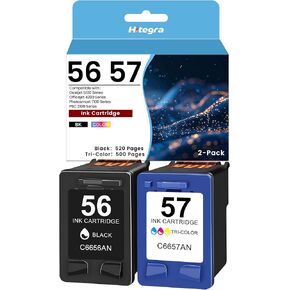 56 57 Ink Cartridges 2-Pack Replacement for HP 56 57 Ink C6656AN C6657AN for Deskjet 450 5150 5550 Officejet 5510 6110 Photosmart 7150 PSC 1110 1200 2400 Series Printers 56XL 57XL Ink, Standard Yield