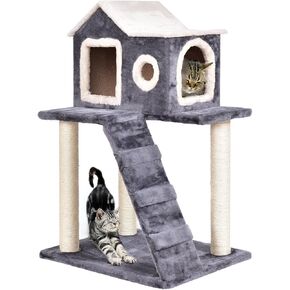 Tangkula Cat Tree, Multi-Level Cat Condo Tower, Lovely Pet Furniture with Scratching Posts and Ladder, Pet Play Toy House, Activity Centre Cat Tree - for Kittens, Cats and Pets