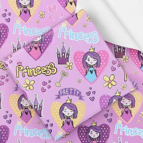 Princess Birthday Wrapping Paper for Girls Kids Baby Child, Lovely Pink Princess Castle Theme Gift Wrapping Paper for Birthday Baby Shower with Pink Ribbon 4 Sheets Folded Flat