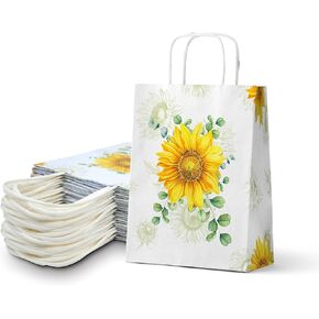 FRIDAY NIGHT Sunflower Candy Bags with Handles Summer Fall Themed Party Gift Bag for Thanksgiving Baby Shower Birthday Wedding Supplies(24 Pcs)