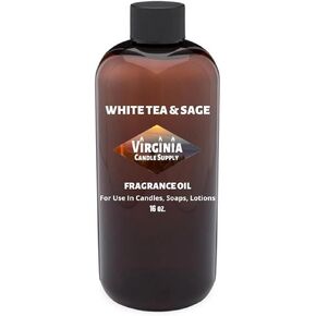 White Tea & Sage Fragrance Oil (Our Version of The Brand Name) (16 oz Bottle) for Candle Making, Soap Making, Tart Making, Room Sprays, Lotions, Car Fresheners, Slime, Bath Bombs, Warmers……