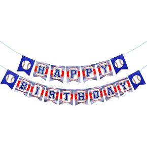 Birthday Banner Baseball Happy Birthday Red Blue Banners Boy Party Decorations Sport Themed Party Baseball Birthday Supplies for Man Women