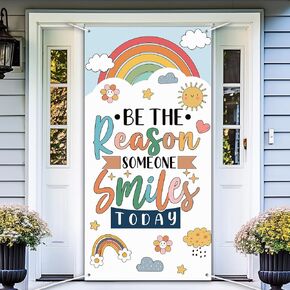 Tiamon Boho Classroom Door Cover Decoration First of School Door Banner Rainbow Welcome School Classroom Door Backdrop Banner Decoration for Student School Classroom Party Supplies