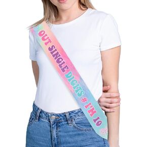 Jollyboom Peace Out Single Digits I'm 10 Sash, Tie Dye 10th Birthday Decorations Sash Happy 10th Birthday Decorations Sash for Boy Girl 10 Year Old Birthday Party