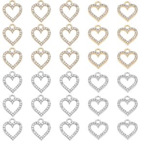SUPERFINDINGS Rhinestone Heart Teardrop Star Pendants Love Shape Butterfly Moon Alloy Charms Valentine Heart Dangle Charms for DIY Necklace Jewelry Making