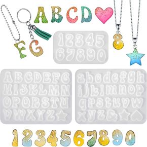 3pcs Mini Alphabet Molds Small Reversed Backward Number Letter Silicone Molds for Epoxy Casting Keychain DIY Earring Necklace Pendant Jewelry Crafts Decor Gift Making