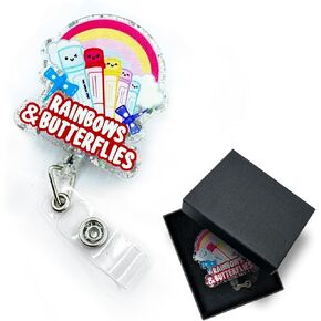 Rainbows&Butterflies, Phlebotomy Tech Badge Reel, Funny Badge Reel for Nurses Doctors with Alligator Clip, Gift for Phlebotomy Tech Blood Draw Badge Holder, Nurses Doctors Lab Tech Badge Accessories