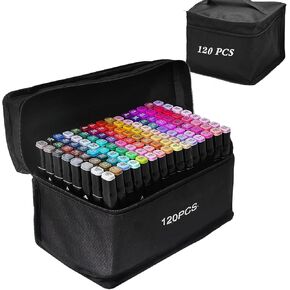 Alcohol Markers Set,120P Alcohol Markers Brush Dual Tip Sketch Marker for Painting, Art Supply Permanent Coloring stuff Marker for Kids,School