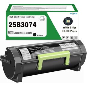 25B3074 Toner Cartridge High Yeild Black 10,500 Pages Compatible Lexmar 25B3074 Toner Cartridge Use for Lexmar M5255 M5270 XM5365 XM5370 Printer