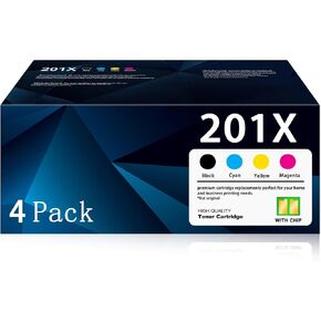 201X Toner Cartridge 4 Pack High Yield Compatible for HP 201X 201A Color Laser Jet Pro MFP M277dw M252dw M277n M277c6 M252n M277 Printer CF400X CF401X CF402X CF403X Black/Cyan/Yellow/Magenta