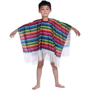 Mexican Poncho Kids Child Mexican Serape Poncho Costume Mexican Traditional Serape Poncho for Toddler Serape Poncho Costume for Children Mexican Fiesta Theme Party