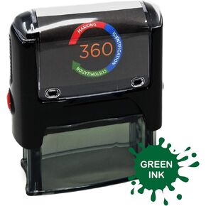 Custom Self Inking Rubber Stamp - 3 Line (Green)