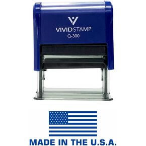 Made in The USA (Flag) Self Inking Rubber Stamp (Black Ink) - Medium