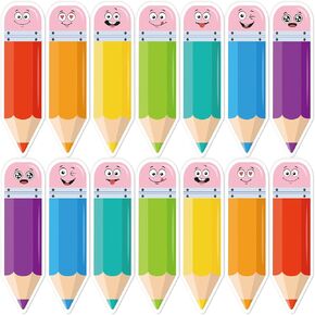 49Pcs Colorful Pencil Cut-Outs Back to School Cutouts Bulletin Board Decor with 100Pcs Glue Points Pencil Name Tag Label for DIY Classroom School Kindergarten First Day of School Decor