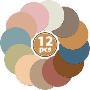 12Pack Colorful Erase Circles 11.4 Inch Large Dry Erase Table Dots Paper Stickers Floor Dots Sticker for Elementary Kindergarten Preschool School Classroom Tables Wall Decoration(Boho Colors)
