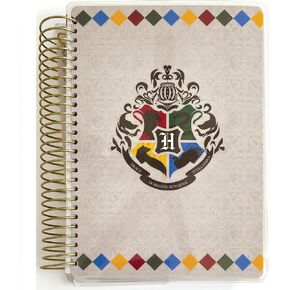Paper House Productions Harry Potter 12 Month Undated 7.5" Planner with Month and Event Flag Stickers - Hogwarts Founders Crest