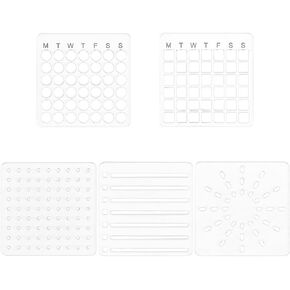 BENECREAT 5Pcs Acrylic Calendar Stencil Template, Journal Painting Stencils, Square Grid Round Grid Round Dot Reusable Stencils for Making Mini Calendar Schedule Scrapbooking