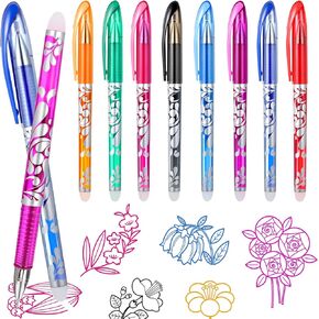8pcs Erasable Pens Rub Out Pens 0.5mm Erasable Gel Pen with Rubbers on the End Heat Friction Pen with Eraser Handwriting Writing pen Multicolored Gel Ink Rolling Ball for Adult School Teacher Office