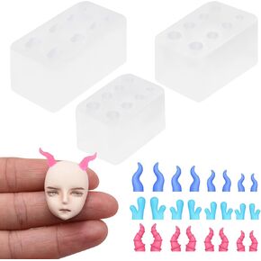 3Pcs Mini Ox Horn Antler Shape Resin Silicone Molds Mini Angle Epoxy Casting Molds for DIY Micro Resin Doll Dress Up Supplies Dollhouse Decoration Display Decor