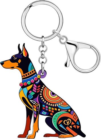 Acrylic Doberman Dog Keychain Pet Keyring Cute Jewelry For Women Girls Bag Car Wallet in Kuwait