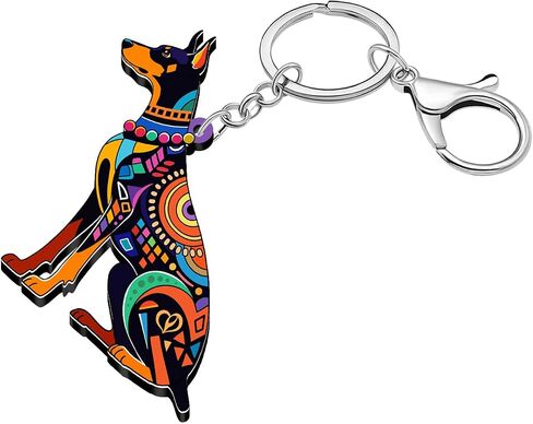 Acrylic Doberman Dog Keychain Pet Keyring Cute Jewelry For Women Girls Bag Car Wallet in Kuwait