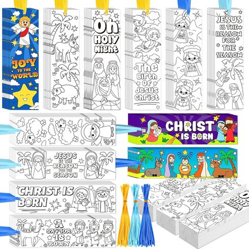 Zhanmai 240 PCS Christmas Lagmmarks Nativity Color Your Worling For Kids Dide Diy Bulk for reads readles rewards stipproom جوائز in Saudi Arabia