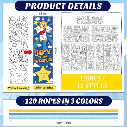 Zhanmai 240 PCS Christmas Lagmmarks Nativity Color Your Worling For Kids Dide Diy Bulk for reads readles rewards stipproom جوائز in Saudi Arabia