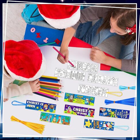 Zhanmai 240 PCS Christmas Lagmmarks Nativity Color Your Worling For Kids Dide Diy Bulk for reads readles rewards stipproom جوائز in Saudi Arabia