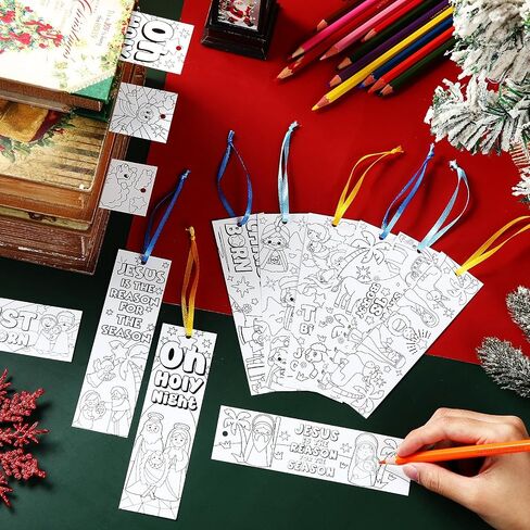 Zhanmai 240 PCS Christmas Lagmmarks Nativity Color Your Worling For Kids Dide Diy Bulk for reads readles rewards stipproom جوائز in Saudi Arabia