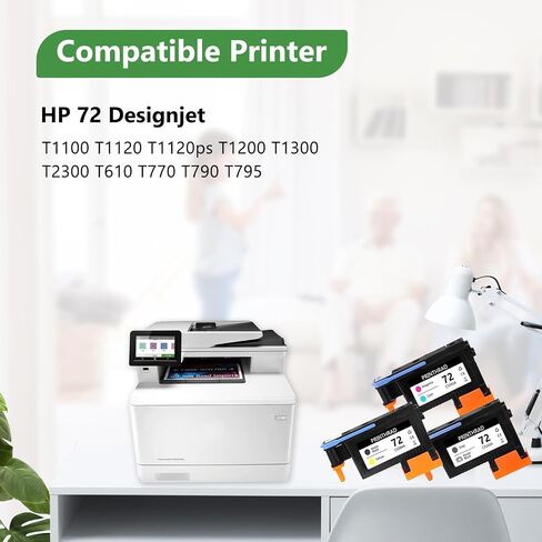 72 PrinThead مع رقائق جديدة محدثة متوافقة مع طابعات HP T610 T620 T770 T790 T1100 T1120 T1200 T1300 T2300 طابعة 3 حزم (رمادي/صور أسود ، سايان/ماجنة ، أسود غير لامع/أصفر) in Kuwait