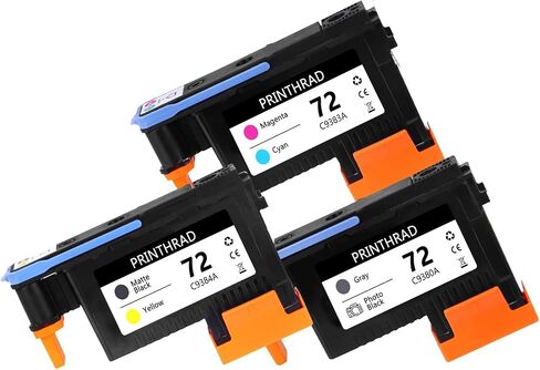72 PrinThead مع رقائق جديدة محدثة متوافقة مع طابعات HP T610 T620 T770 T790 T1100 T1120 T1200 T1300 T2300 طابعة 3 حزم (رمادي/صور أسود ، سايان/ماجنة ، أسود غير لامع/أصفر) in Kuwait
