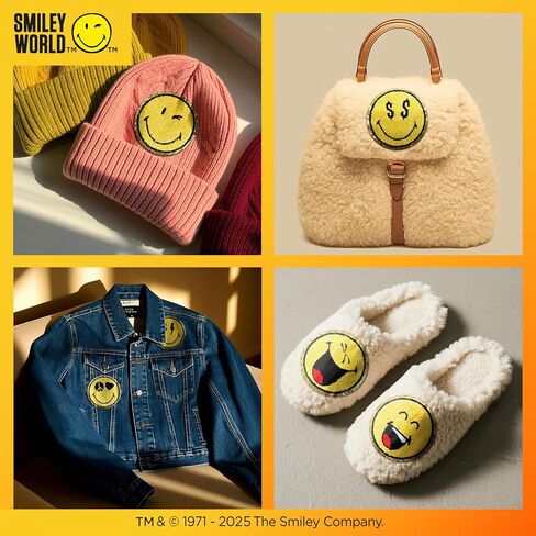 16PCS Smiley Face Iron on Patch, Officially Licensed SmileyWorld, Chenille Cute Smile Face Patch for Jackets, Hats, Backpacks, Jeans(Style 1) in Kuwait