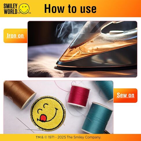 16PCS Smiley Face Iron on Patch, Officially Licensed SmileyWorld, Chenille Cute Smile Face Patch for Jackets, Hats, Backpacks, Jeans(Style 1) in Kuwait