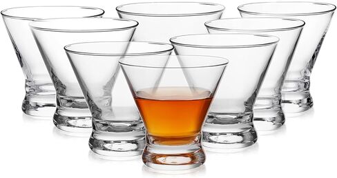 Stemless Martini Glasses Set of 4, 8oz Cocktail Glass Set, Fancy Modern Martini Cups for Bar, Short and Small Margarita glasses in Saudi Arabia