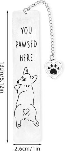 Funny Dog Bookmark for Reading Women, You Pawsed Here Book Mark Cute Metal Puppy Mom Lover Gifts for Owners Men Women Bookworm (Style 1) in Saudi Arabia