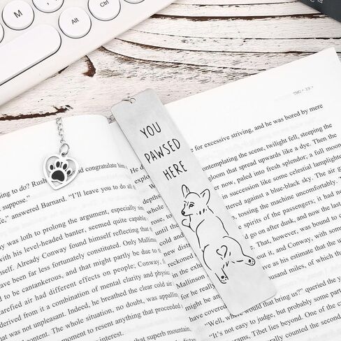 Funny Dog Bookmark for Reading Women, You Pawsed Here Book Mark Cute Metal Puppy Mom Lover Gifts for Owners Men Women Bookworm (Style 1) in Saudi Arabia