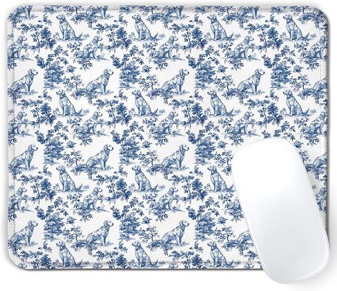 Chinoiserie Siamese Cat Mouse Pad,Grandmillennial Blue and White Botanical Cat Mouse pad Mouse Mat with Non-Slip Rubber Base for Home Office Desk Accessories Office Supplies,7.9x7.9Inch in Saudi Arabia