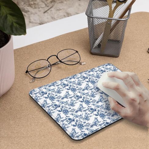 Chinoiserie Siamese Cat Mouse Pad,Grandmillennial Blue and White Botanical Cat Mouse pad Mouse Mat with Non-Slip Rubber Base for Home Office Desk Accessories Office Supplies,7.9x7.9Inch in Saudi Arabia