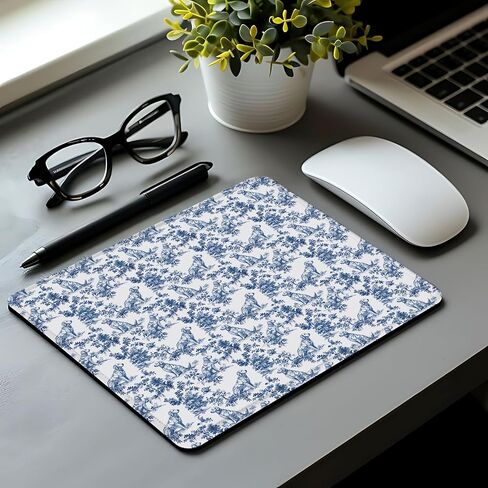 Chinoiserie Siamese Cat Mouse Pad,Grandmillennial Blue and White Botanical Cat Mouse pad Mouse Mat with Non-Slip Rubber Base for Home Office Desk Accessories Office Supplies,7.9x7.9Inch in Saudi Arabia