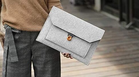 Felt Laptop Sleeve Bag Cover Pouch Case for Microsoft Surface Pro 9 8 X 13'', Surface Pro 7 7+ 6 12.3'', Google Pixel Slate 12.3'', iPad Pro 12.9, Samsung Chromebook Plus V2 12.2, 12'' UBook X (Black) in Kuwait