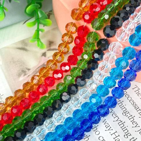 JMassyang 100 قطعة 8 ملم جولة دائرية من الزجاج الكريستالي حبات الفواصل لصناعة المجوهرات ، أساور أقراط الأقراط in Kuwait